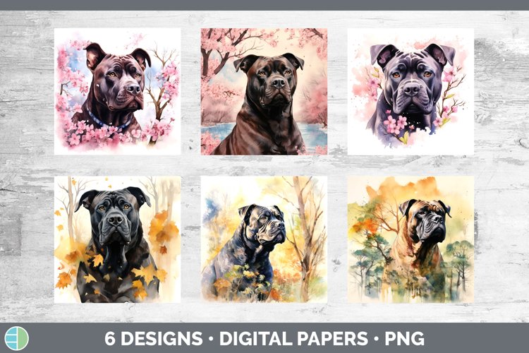 Japanese Watercolor Cane Corso Dog Paper Backgrounds | Digit