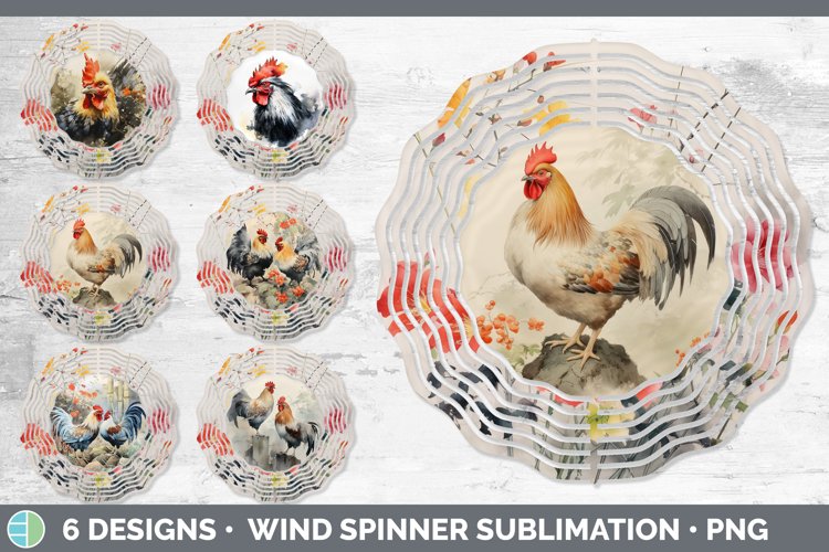 Japanese Watercolor Chicken Wind Spinner | Sublimation Spinn