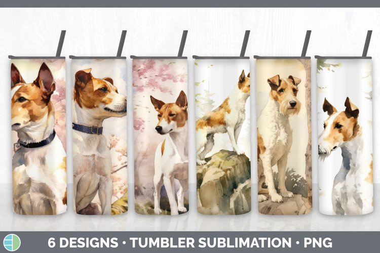 Japanese Watercolor Fox Terrier Dog Tumbler | Sublimation 20
