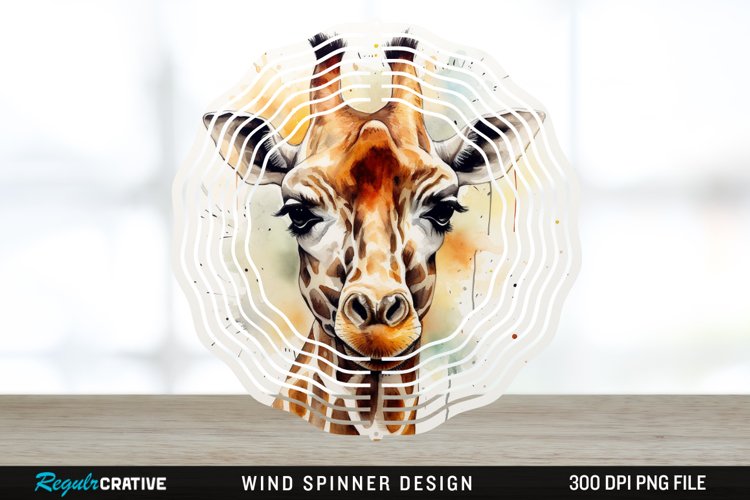 Japanese Watercolor Giraffe Wind Spinner Sublimation PNG