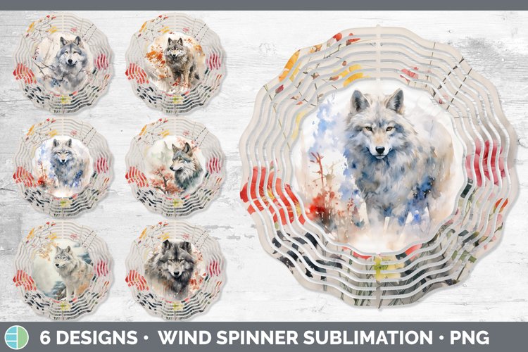 Japanese Watercolor Wolf Wind Spinner | Sublimation Spinner