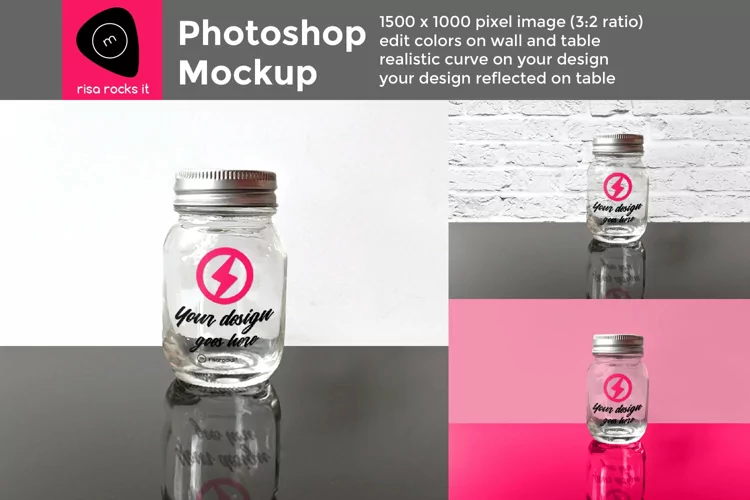 Glass Canning Jar Photoshop Mockup