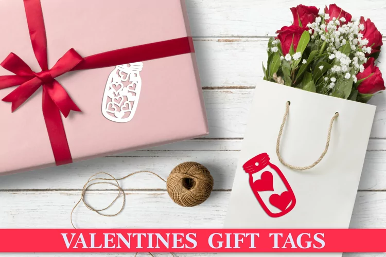 Jar of Hearts Papercut gift tags. Paper Cut Valentine Tags