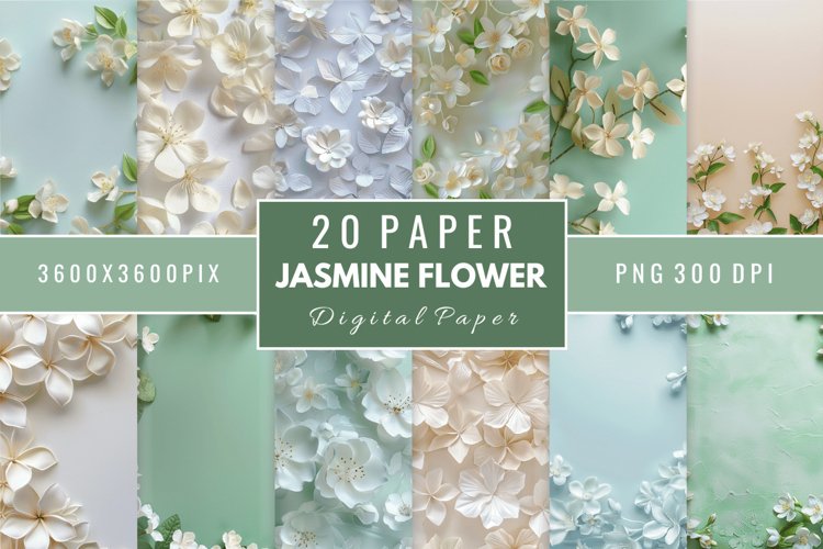 Jasmine Flowers Digital Paper Bundle example image 1