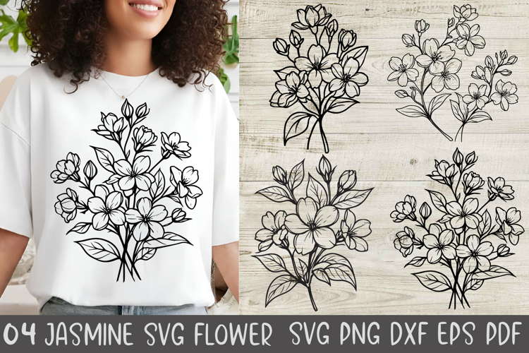 Jasmine Flower Svg Design, Jasmine Cut File