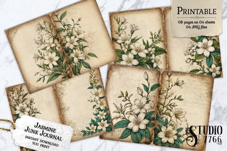 Jasmine Flower Junk Journal Pages example image 1