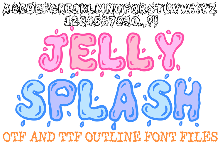 Jelly Splash Alphabet Lettering Font Liquid ABC OTF TTF Type