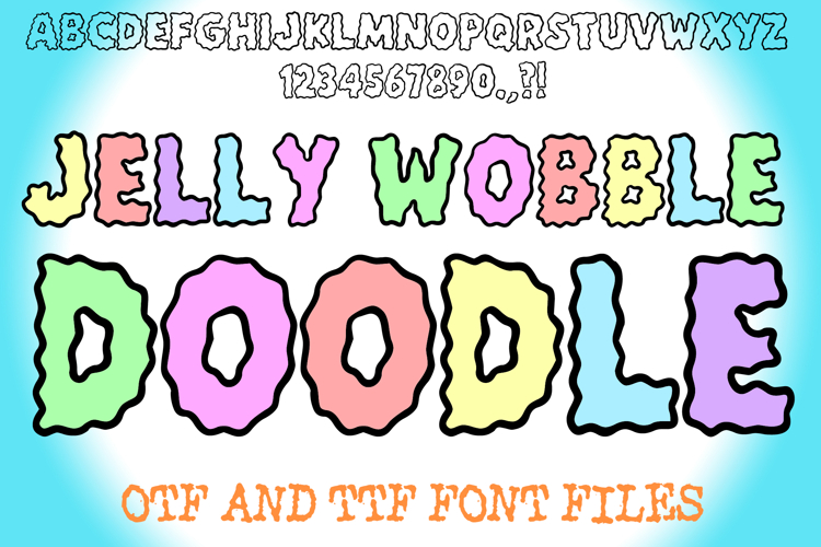 Jelly Wobble Doodle Font Fun Wavy Bubble Typeface Quirky