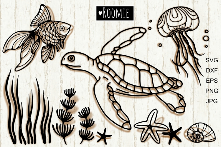 Ocean Sea SVG, Goldfish Turtle Jellyfish, Summer, Beach