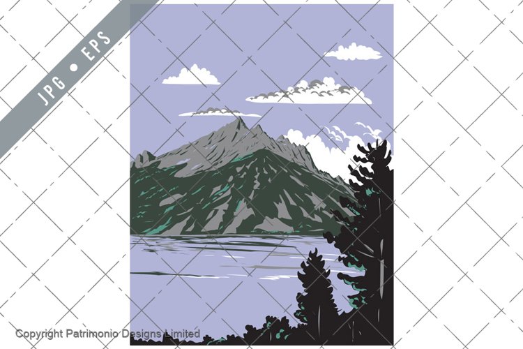 Jenny Lake in Grand Teton National Park Wyoming USA WPA Art example image 1