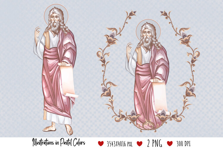 Jeremiah Weeping Prophet. Illustration in Byzantine Style example image 1