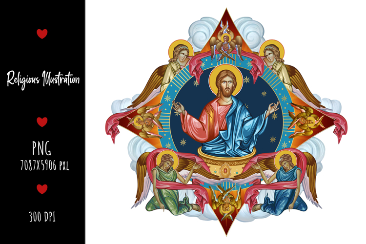 Heaven Liturgy. Jesus Christ in Holy Chalice
