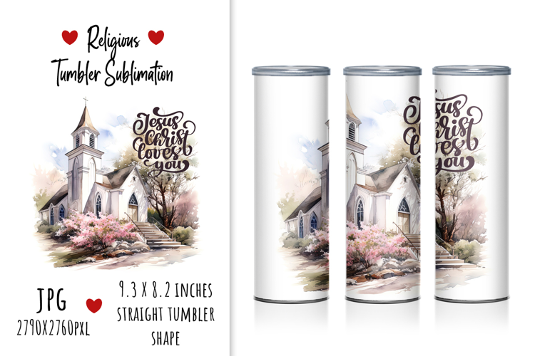 "Jesus Christ Loves You" Tumbler Watercolour Design