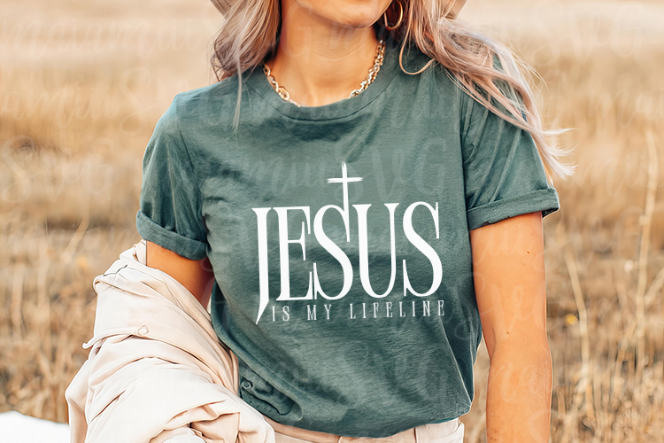 Jesus Is My Lifeline PNG: Christian Faith Design Digital Svg