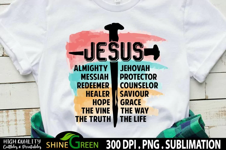 Sublimation Jesus Cross Watercolor PNG for Christian T-Shirt