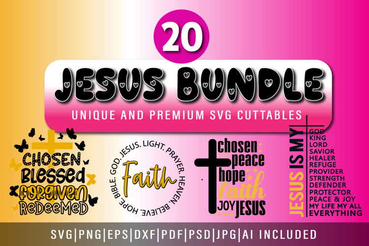 Jesus SVG Bundle Christian Quotes SVG God Faith Cross Bible