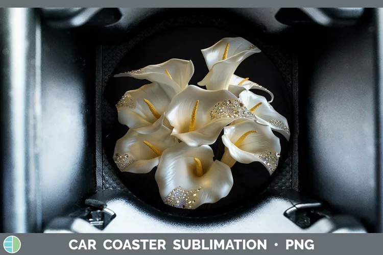 Jewel Flowers Calla Lily Car Coaster Sublimation Coaster Des