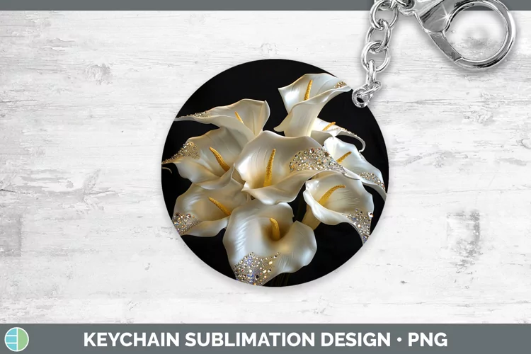 Jewel Flowers Calla Lily Keychain Sublimation Keyring Design