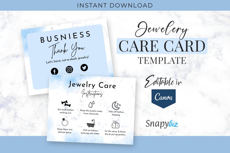 Editable Jewelry Care Instructions Canva Template