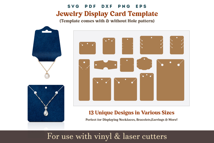 Jewelry display card Svg Template, Necklace display PDF SVG