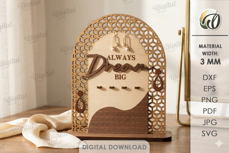 3D Jewelry Display Stand Laser Cut. Jewelry Organizer SVG