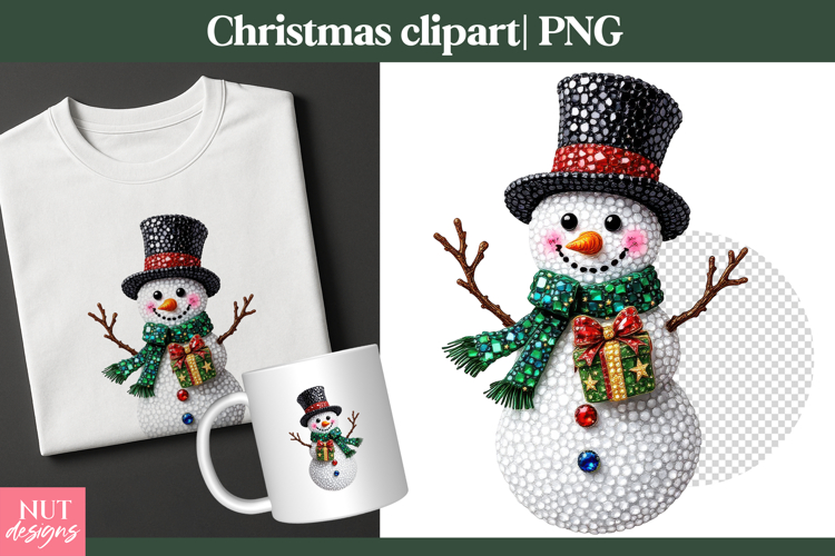 Gem Christmas Clipart Jeweled Snowman sublimation