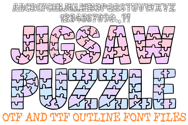 Jigsaw Puzzle Alphabet Lettering Font Gaming ABC OTF