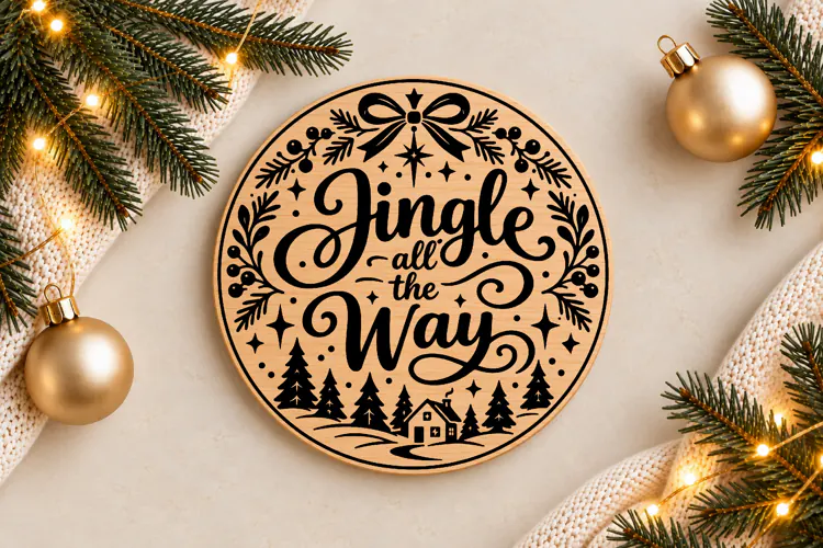 Jingle All the Way Christmas Ornament Laser Cut SVG