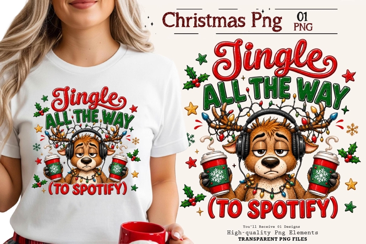 Jingle All The Way Dog Funny Christmas PNG Sublimation Art