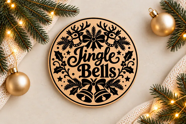 Jingle Bells Christmas Ornament Laser Cut SVG