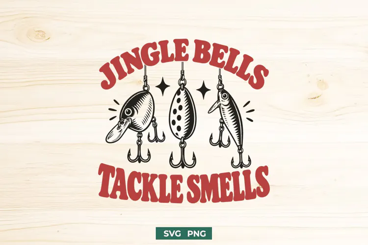 Jingle Bells Tackle Smells SVG, Funny Christmas Fishing PNG