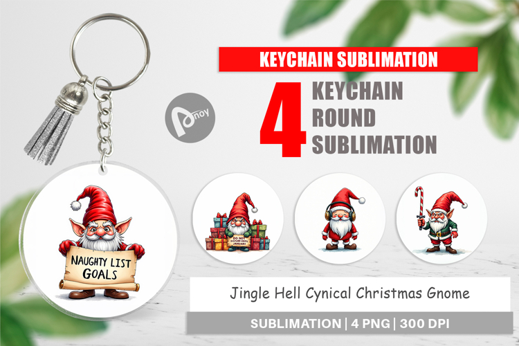 Jingle Hell Gnome Keychain