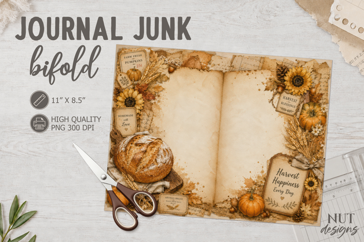 Harvest Journal Junk Bifold farmhouse scrapbooking