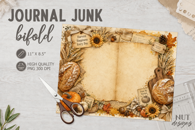 Recipe Journal Junk Bifold collage farmhouse scrapbooking