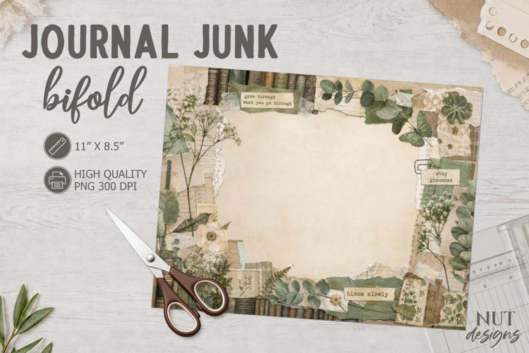 Botanical Sage Junk Journal Page collage motivational quotes