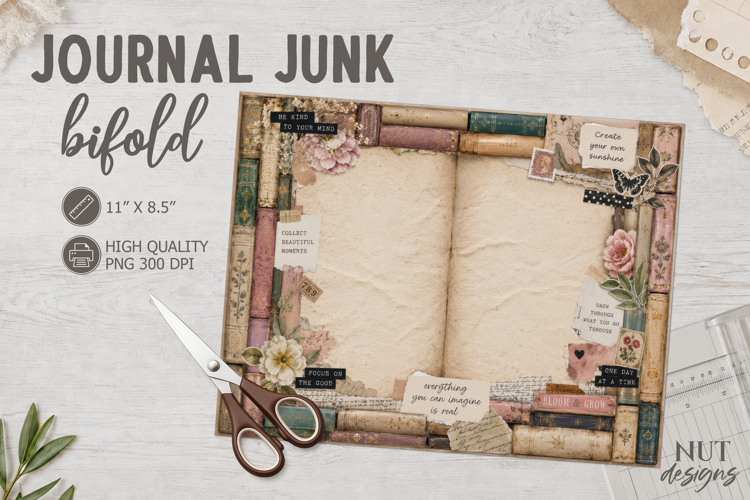 Pastel Floral Books Junk Journal collage motivational quotes