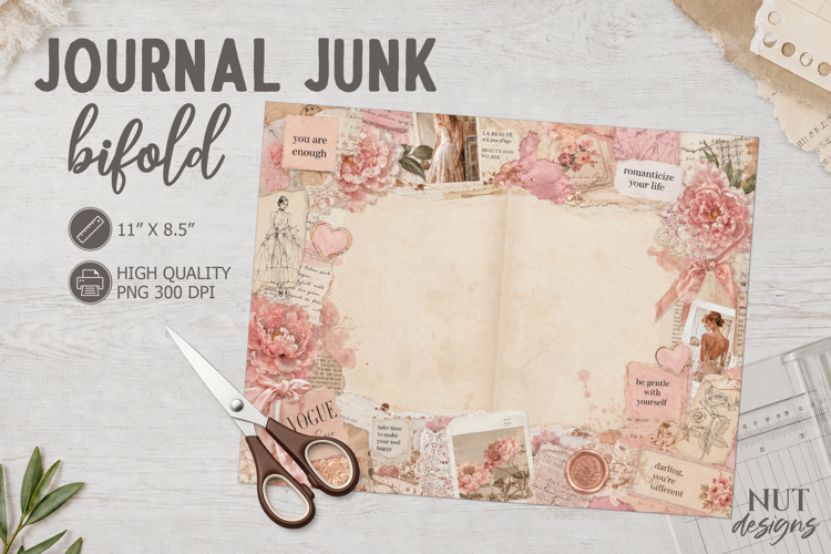 Romantic Pink Junk Journal collage motivational quotes