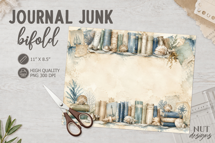 Coastal Books Junk Journal Bifold fantasy nautical journal