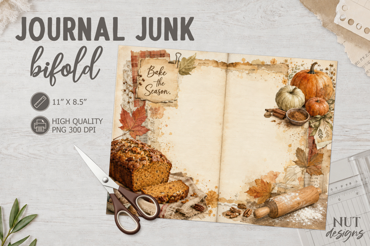 Autumn Baking Recipe Journal Junk Bifold Fall Pumpkin Bread