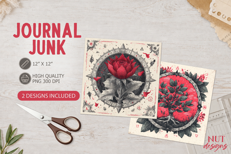 Gothic Rose Journal junk occult dark floral mystic ephemera