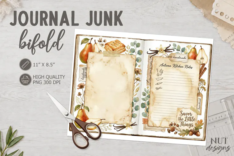 Autumn Kitchen Junk Journal Bifold Fall digital paper