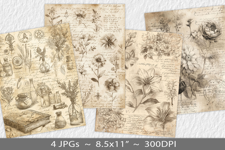 Letter paper junk journal backgrounds