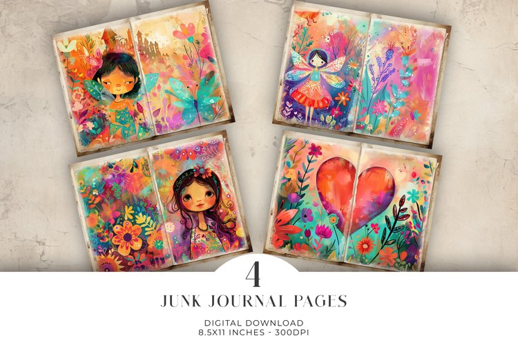 Bright Modern Junk Journal Digital Paper Bi-fold example image 1