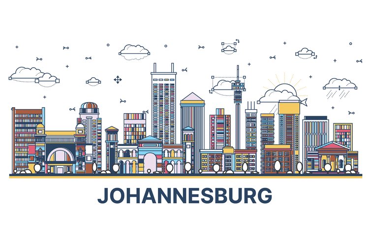Outline Johannesburg South Africa City Skyline. example image 1