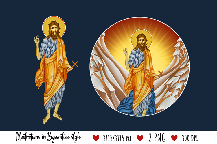 John Baptist. Illustration in Byzantine Style