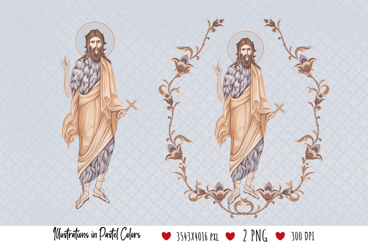 John Baptist. Illustration in Byzantine Style