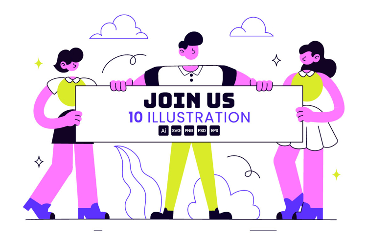 10 Join Us Vector Illustration
