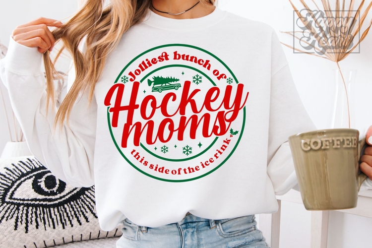Jolliest Bunch Of Hockey Moms Christmas Shirts SVG PNG
