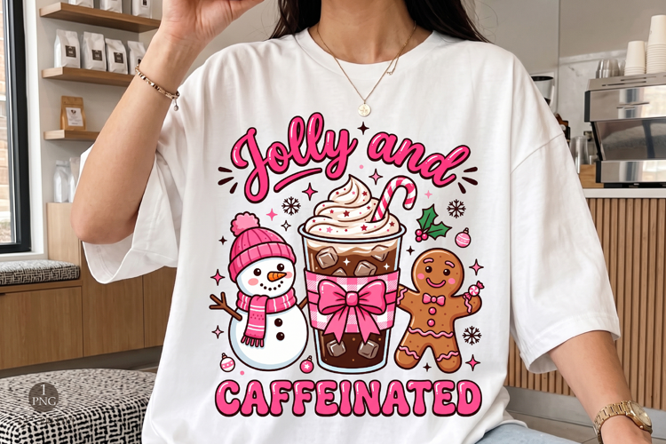 Jolly and Caffeinated PNG, Christmas Coffee Design