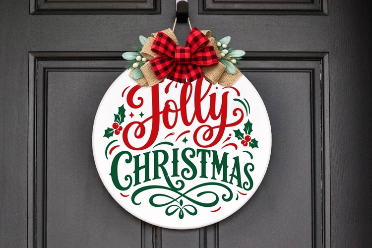 Jolly Christmas Holiday Door Sign Svg